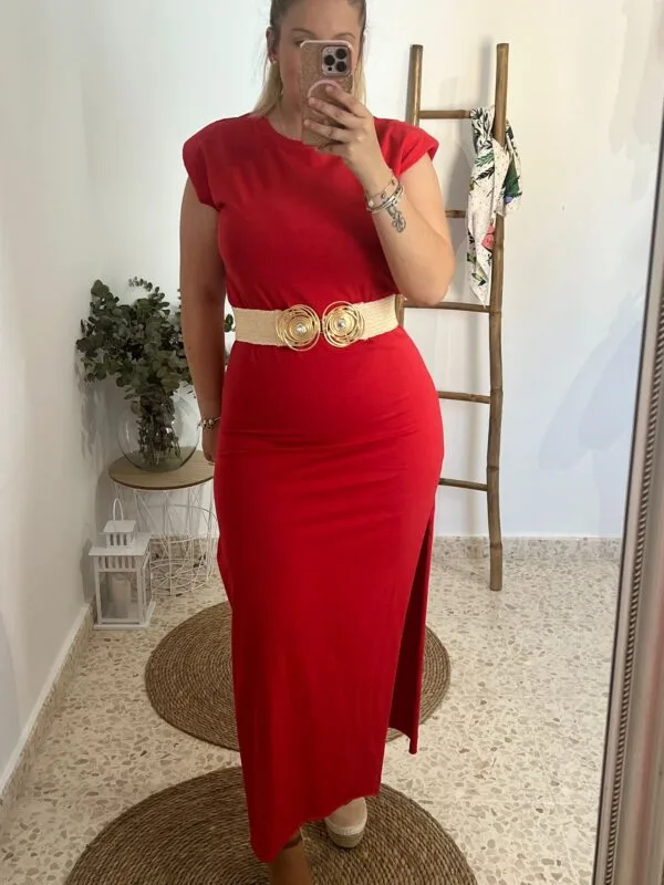 Vestido algodon hombreras - Imagen 5