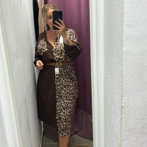 Vestido combinado animal print