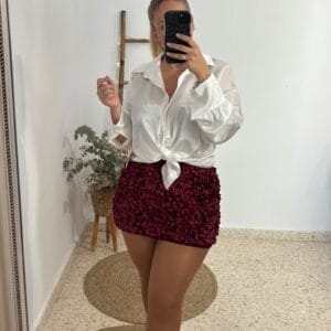 Camisa saten nudo blanco